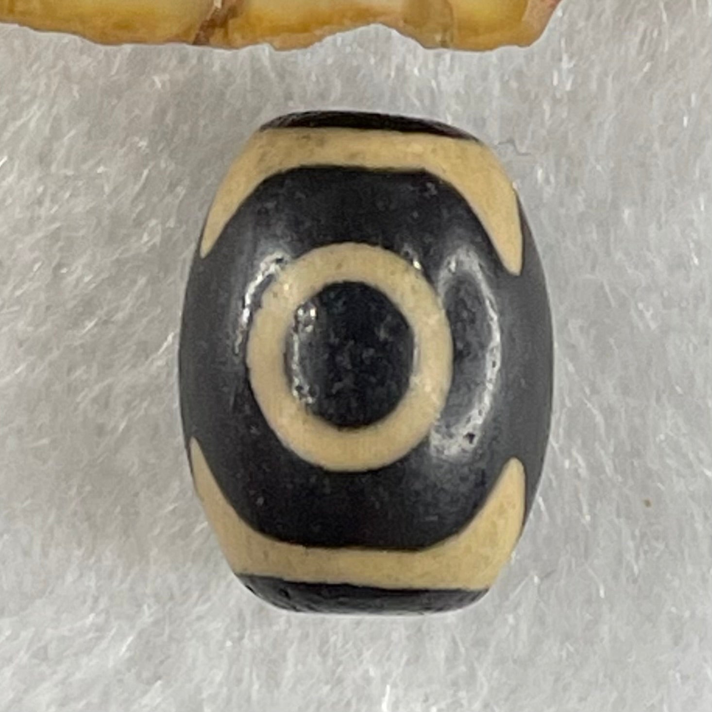 Natural Powerful Tibetan Old Oily Agate 3 Eyes Dzi Bead Heavenly Master (Tian Zhu) 三眼天诛 2.16g 13.7 by 10.4mm - Huangs Jadeite and Jewelry Pte Ltd