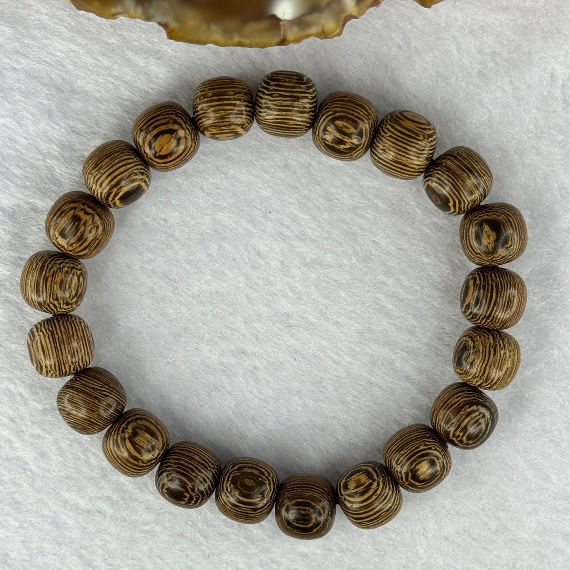 Natural Wenge Wooden Beads Bracelets 天然鸡翅木手链 9.34g 16.5cm 9.8mm 21 Beads - Huangs Jadeite and Jewelry Pte Ltd