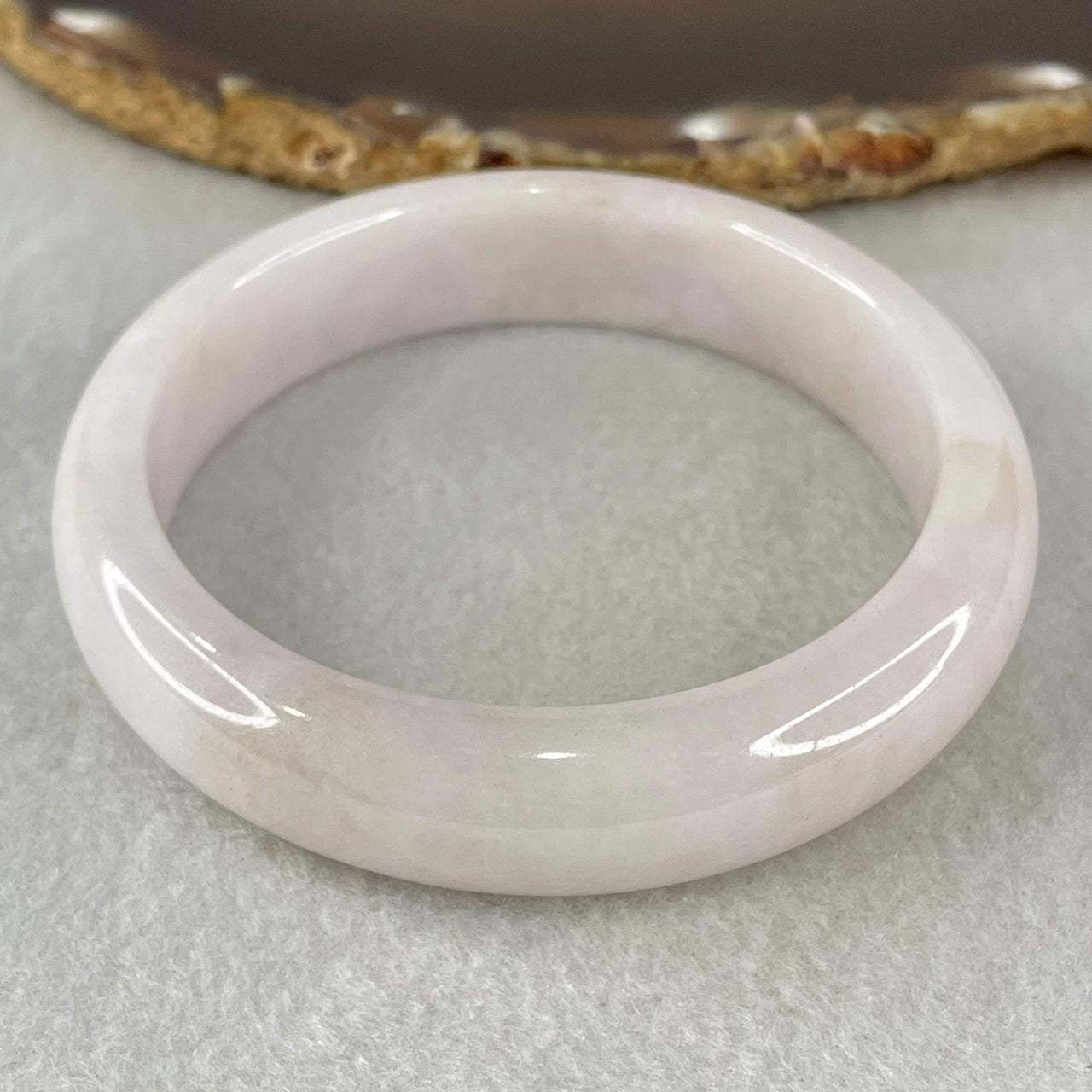 Type A Faint Lavender and Light Yellow Jadeite Bangle 59.66g Inner Diameter 57.5mm 14.1 by 8.0mm (Internal Lines) - Huangs Jadeite and Jewelry Pte Ltd