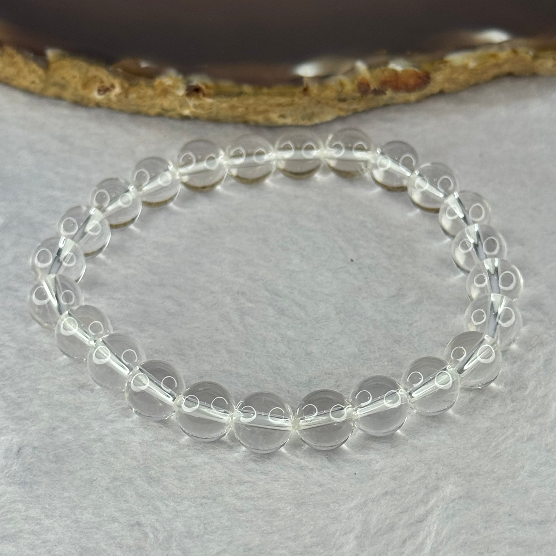 Natural Clear Quartz Bracelet 天然白水晶手链 18.58g 16.5cm 8.4mm 24 Beads - Huangs Jadeite and Jewelry Pte Ltd
