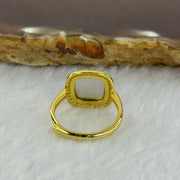 Natural Green Amber with Milk Inclusions in S925 Sliver Gold Color Ring (Adjustable Size) 2.26g 8.9 by by 2.5mm - Huangs Jadeite and Jewelry Pte Ltd