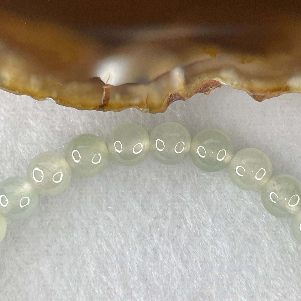 Certified Type A Icy Faint Blueish-Green Jadeite Bracelet | Liquid-Glass Translucent Delicate Strand | 100% Natural Grade A Fei Cui Masterpiece | 29-Bead Sovereign Alignment (11.68g | 6.2mm | 14.5cm)