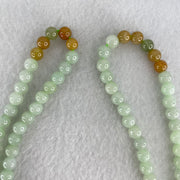 Type A Light Apple Green and Yellow Jadeite Beads Necklace 38.75g 64cm 5.8mm 122 Beads - Huangs Jadeite and Jewelry Pte Ltd