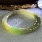 Type A Green with Brown and Emerald Green Patches Jadeite Bangle Internal Diameter 53.5mm 62.07g 9.2 by 8.6mm (Internal Lines) - Huangs Jadeite and Jewelry Pte Ltd