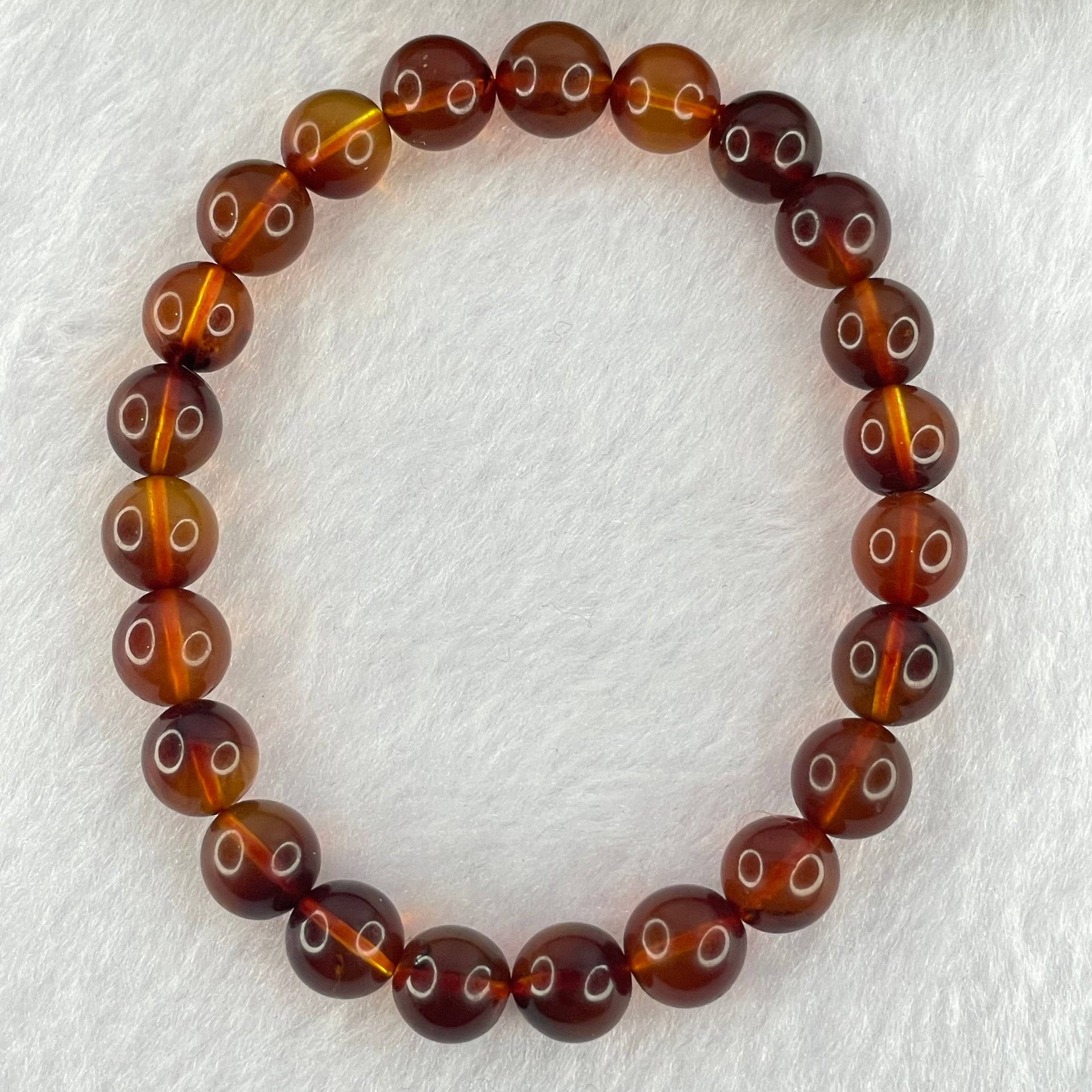 Natural Purple Amber Beads Bracelet 天然紫蜜琥珀手链 7.00g 15.5cm 8.4mm 23 Beads - Huangs Jadeite and Jewelry Pte Ltd