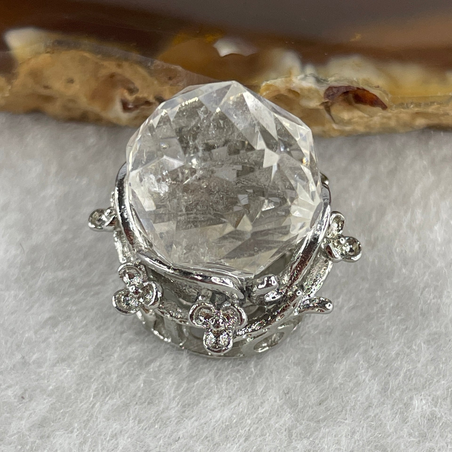 Natural Clear Quartz Pendant in S925 Sliver 6.54g 12.4mm - Huangs Jadeite and Jewelry Pte Ltd