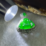 Natural Type A Omphacite Spicy Green Jadeite Milo Buddha Pendant in S925 Silver | (4.47g | 12.5 x 16.5 x 3.0mm | Power Catalyst, Laughing Buddha Joy & Fortune Anchor, Feng Shui Harmony & Abundance Pendant) - Huangs Jadeite and Jewelry Pte Ltd