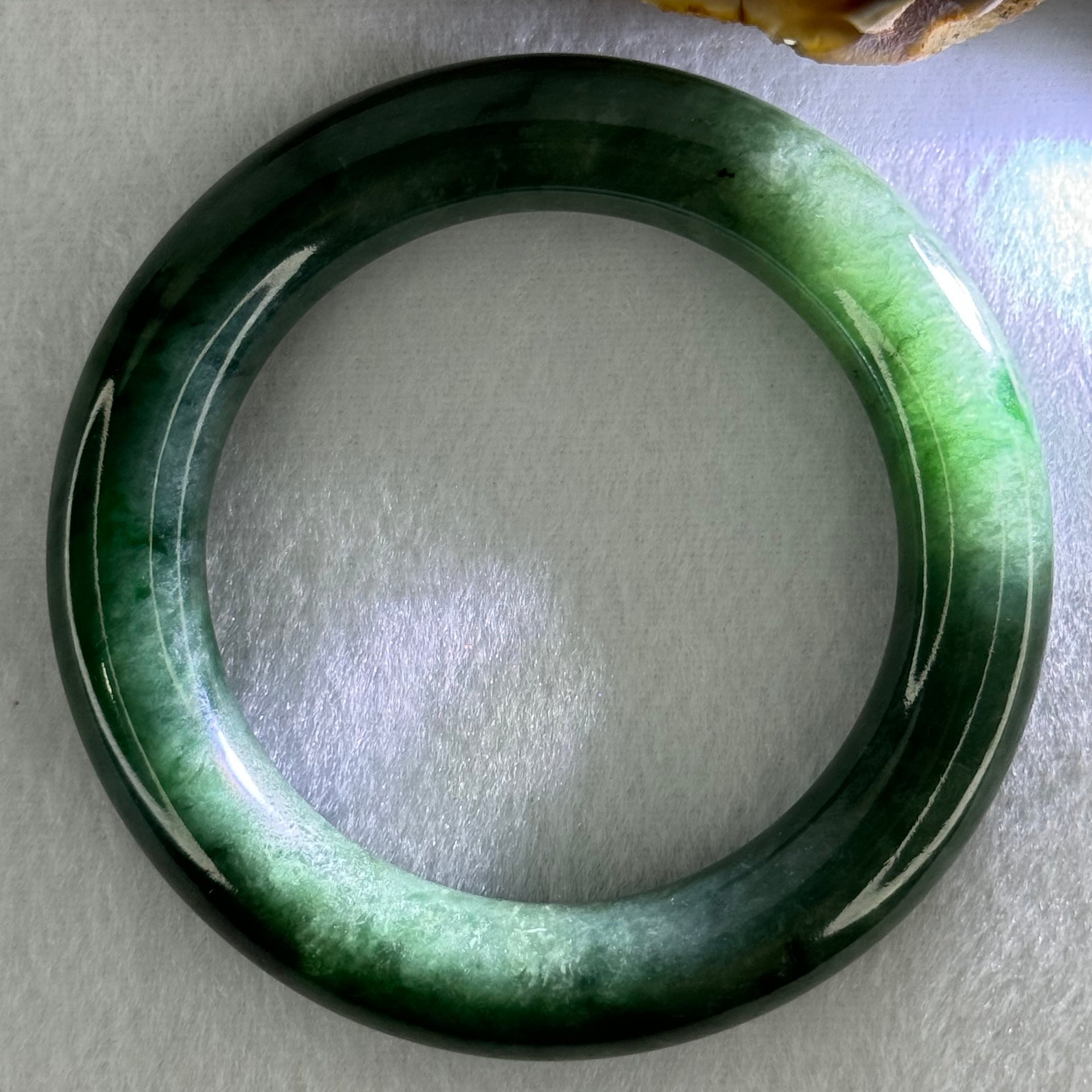 Type A Dark Green with Emerald Green Spots Jadeite Bangle Internal Diameter 55.2mm 87.66g 12.4 by 12.7mm (Slight Internal Lines) - Huangs Jadeite and Jewelry Pte Ltd