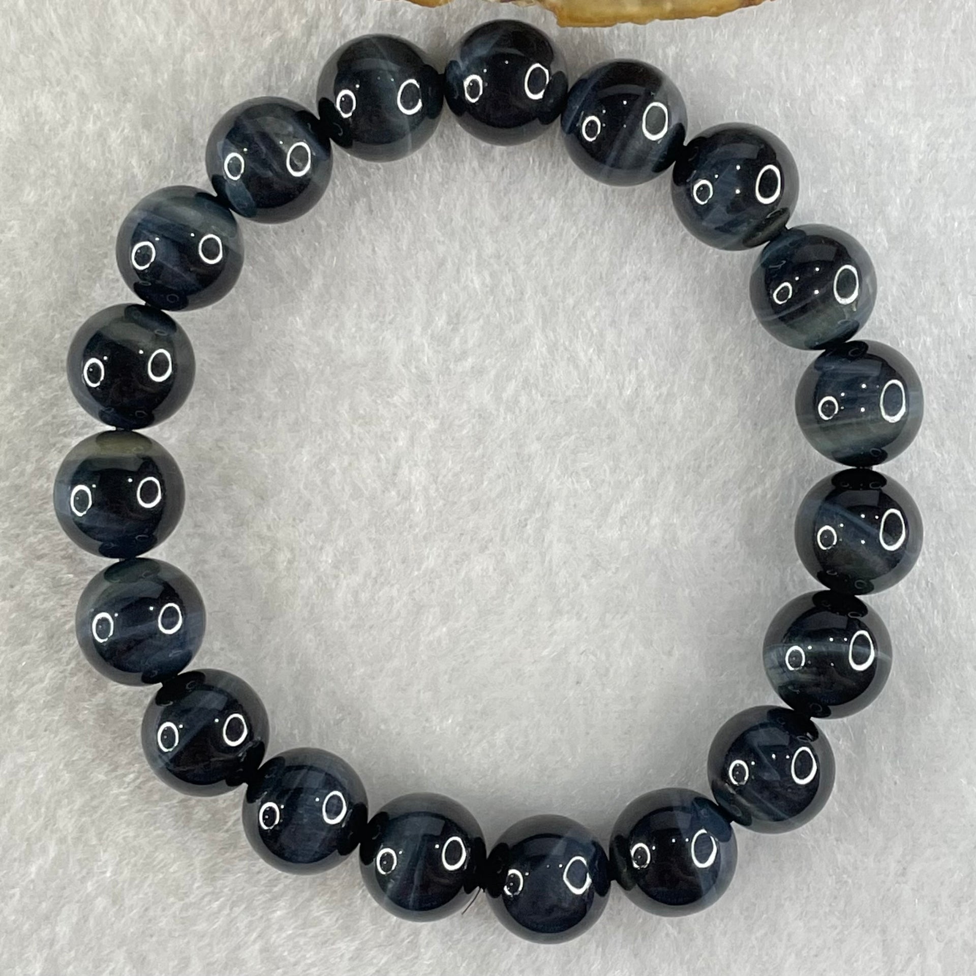 Natural Blue Tiger Eye Quartz Beads Bracelet 29.18g 16.5cm 10.5mm 19 Beads - Huangs Jadeite and Jewelry Pte Ltd
