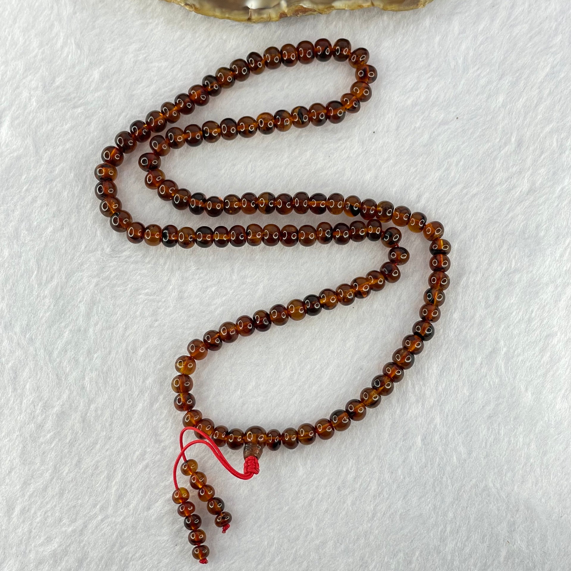 Natural Blood Red Amber Beads Necklace 天然血珀项链 13.66g 52cm 6.2mm 108 Beads - Huangs Jadeite and Jewelry Pte Ltd