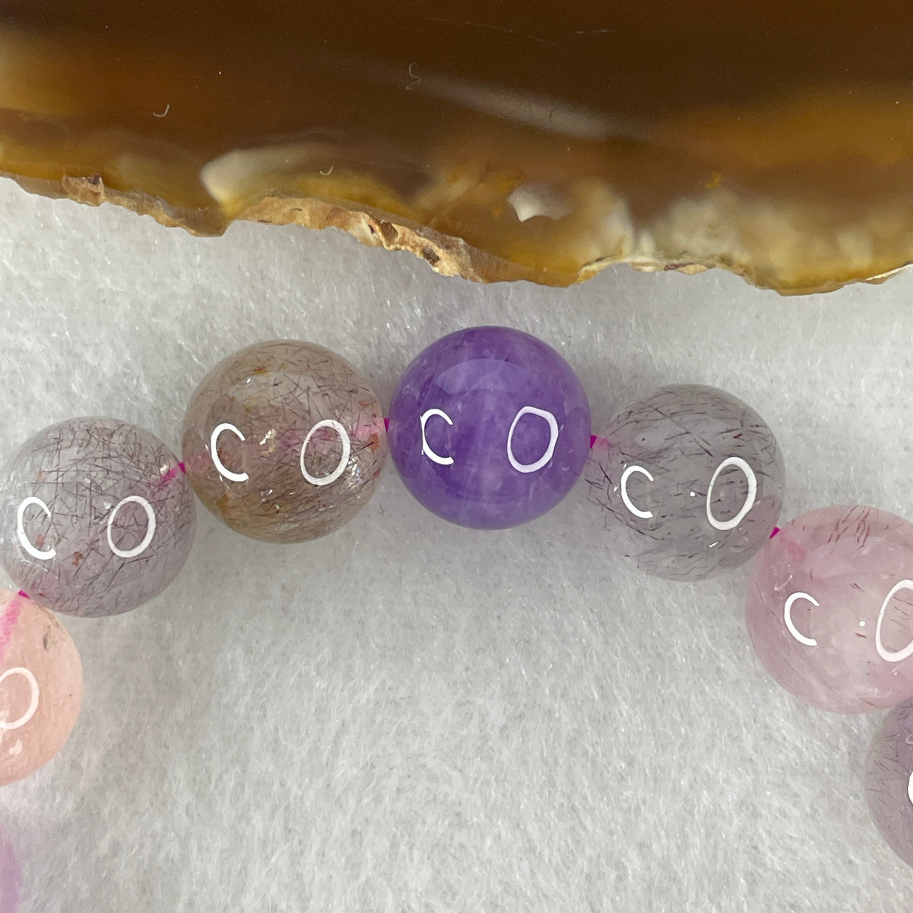 Certified Above-Average Grade Natural Super 7 Crystal Beads Bracelet | Ultimate Heavyweight Statement Strand | Authentic Sacred Seven Multi-Mineral Inclusions Quartz Spiritual Catalyst & Auric Shield Bracelet (34.81g | 16cm Length | 11.3mm | 18 Beads)