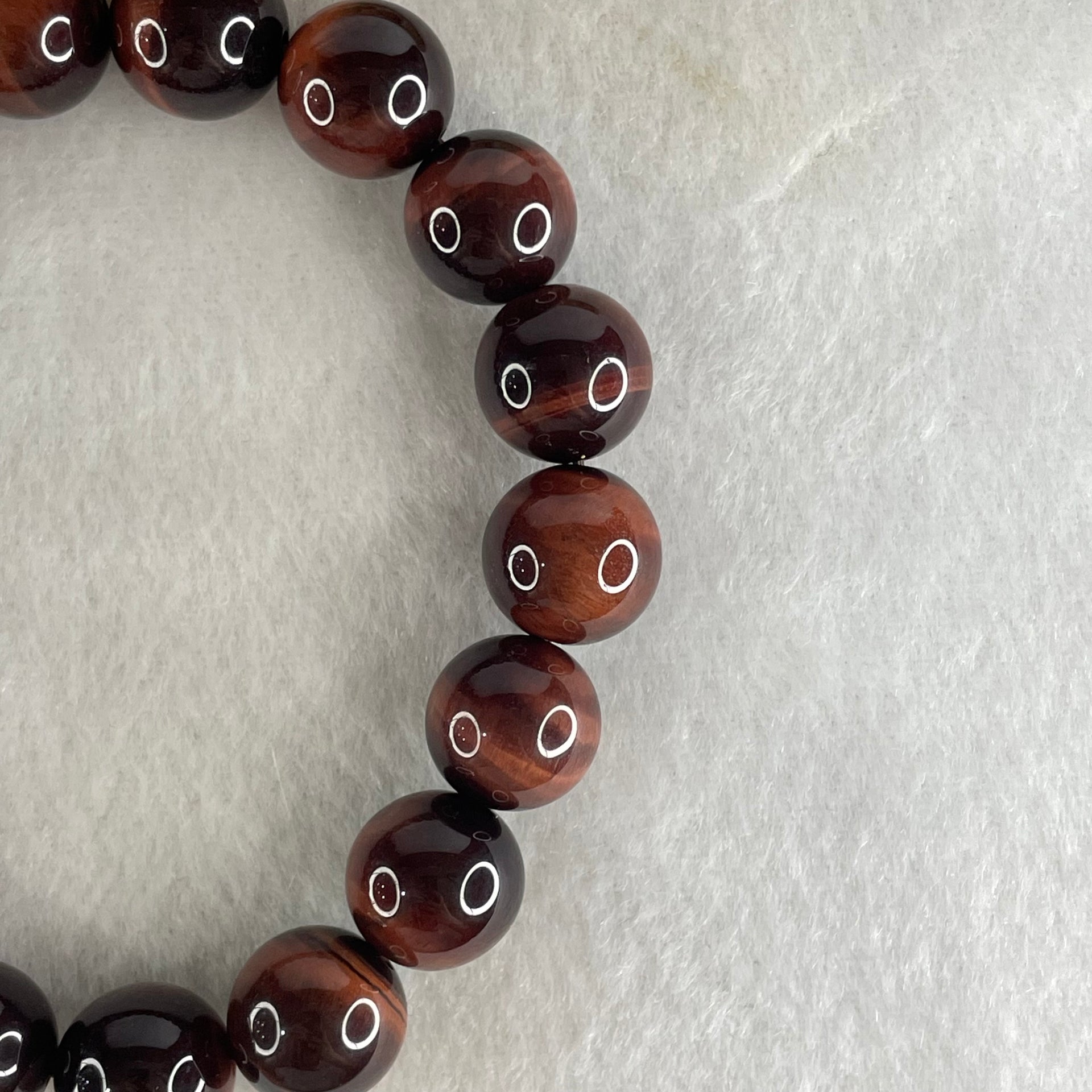 Natural Red Tiger's Eye Quartz Beads Bracelet 45.83g 17cm 12.5mm 17 Beads - Huangs Jadeite and Jewelry Pte Ltd
