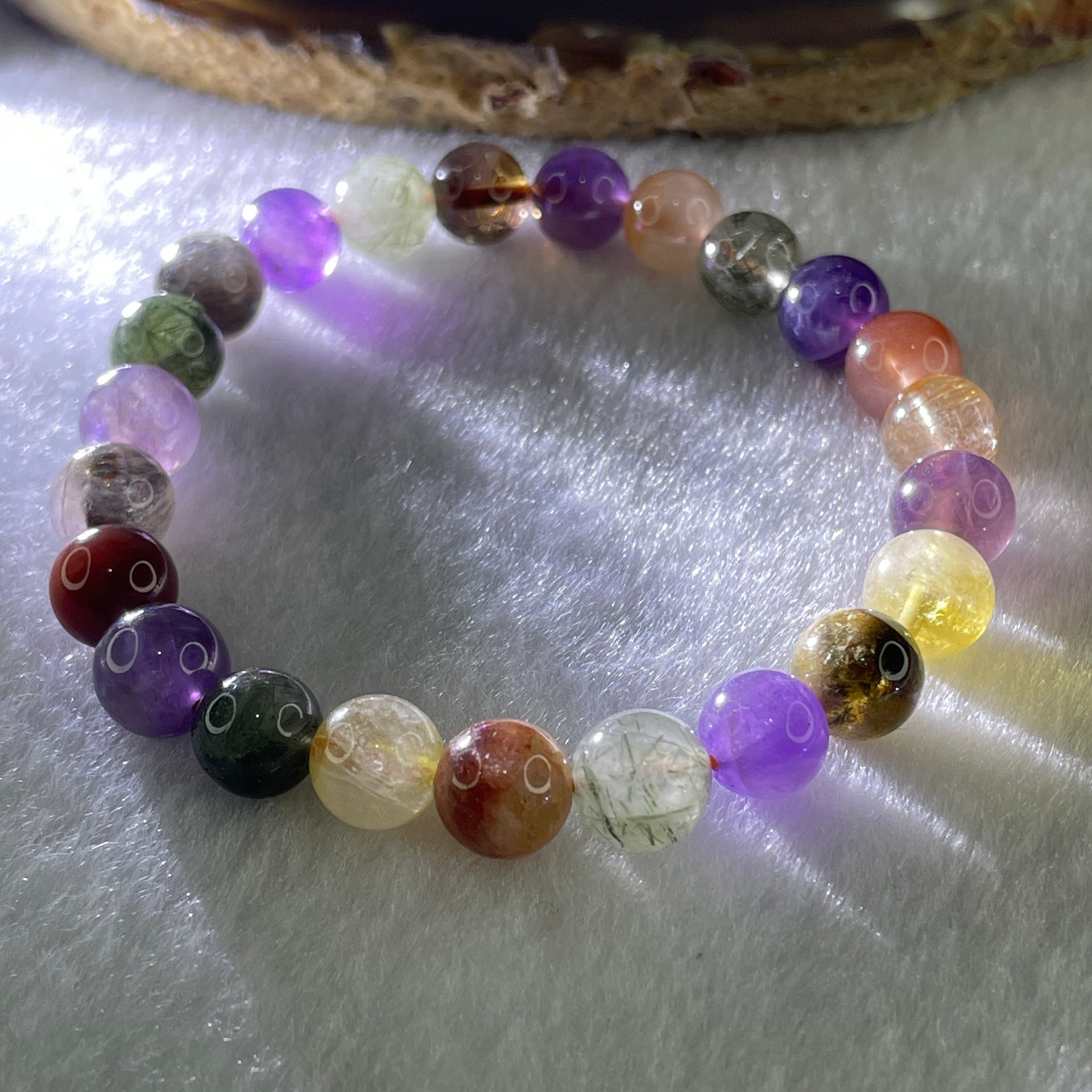 Natural Multi Treasures Mixed Quartz Beads Bracelet 17.65g 15.5cm 8.5mm 23Beads - Huangs Jadeite and Jewelry Pte Ltd