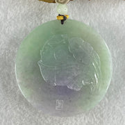 Grandmaster Type A Blueish Green and Lavender Jadeite Insect And Flower Pendant 和和美美 79.16g 58.1 by 58.1 by 13.5mm - Huangs Jadeite and Jewelry Pte Ltd