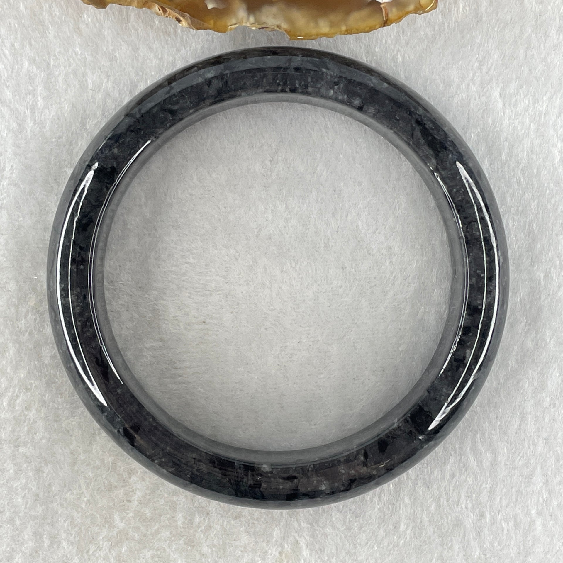 Type A Natural Opaque Wuji Grey Black Jadeite Bangle 59.670g Inner Diameter 55.7mm 13.4 by 8.3mm (Cannot See Lines) - Huangs Jadeite and Jewelry Pte Ltd