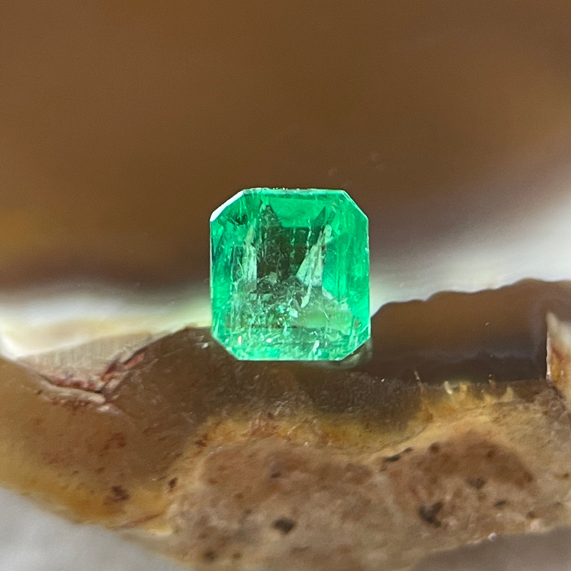 Natural Colombia Vivid Green Emerald (Beryl) Cut-Cornered Rectangle Step cut 0.46ct 4.8 by 4.2 by 3.0mm - Huangs Jadeite and Jewelry Pte Ltd