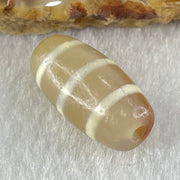 Natural Powerful Tibetan Old Oily Agate 3-Lines Dzi Bead Heavenly Master (Tian Zhu) 三行天诛 3.21g 20.0 by 10.4mm - Huangs Jadeite and Jewelry Pte Ltd