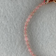 Natural Type A Semi-Icy Pink Jadeite Bracelet | 17cm Delicate 3.8mm Round Genuine Pink Jade Bead Strand with Rose Gold Clasp (5.30g 48 Beads) - Huangs Jadeite and Jewelry Pte Ltd