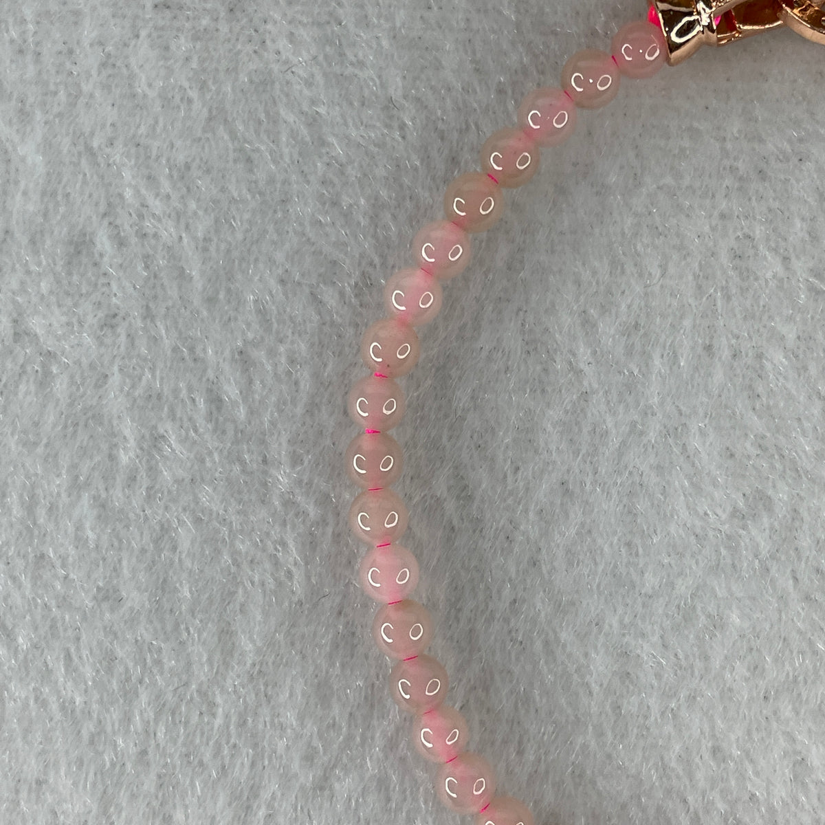 Natural Type A Semi-Icy Pink Jadeite Bracelet | 17cm Delicate 3.8mm Round Genuine Pink Jade Bead Strand with Rose Gold Clasp (5.30g 48 Beads) - Huangs Jadeite and Jewelry Pte Ltd