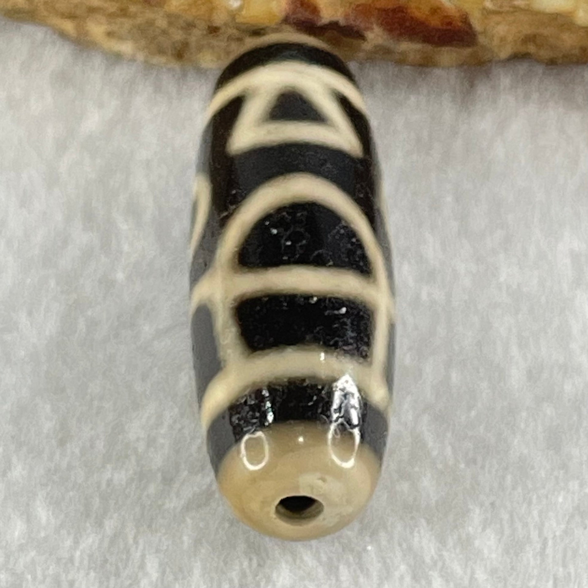 Natural Powerful Tibetan Old Oily Agate Huan Xi Fo Dzi Bead Heavenly Master (Tian Zhu) 歡喜佛天珠 9.93g 38.7 by 12.8mm - Huangs Jadeite and Jewelry Pte Ltd