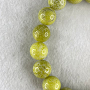 Natural Green Serpentine Jade Beads Bracelet 天然黄山玉手链 42.24g 17.5cm 12.3mm 18 Beads - Huangs Jadeite and Jewelry Pte Ltd
