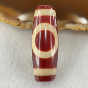Natural Powerful Tibetan Old Oily Red White Agate One Eye Fire Sign Dzi Bead Heavenly Master (Tian Zhu) 一眼火天珠 10.52g 38.0 by 13.3mm - Huangs Jadeite and Jewelry Pte Ltd