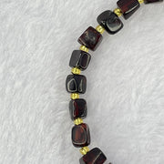 Natural Dark Blood Red Amber Cubes Bracelet 天然血珀手链 4.89g 15.5cm 6.3mm 22 Beads - Huangs Jadeite and Jewelry Pte Ltd