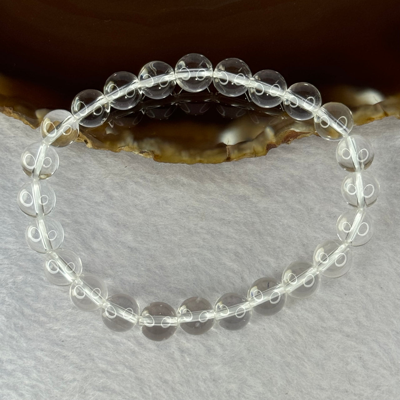 Natural Clear Quartz Bracelet 天然白水晶手链 18.81g 16.5cm 8.4mm 24 Beads - Huangs Jadeite and Jewelry Pte Ltd