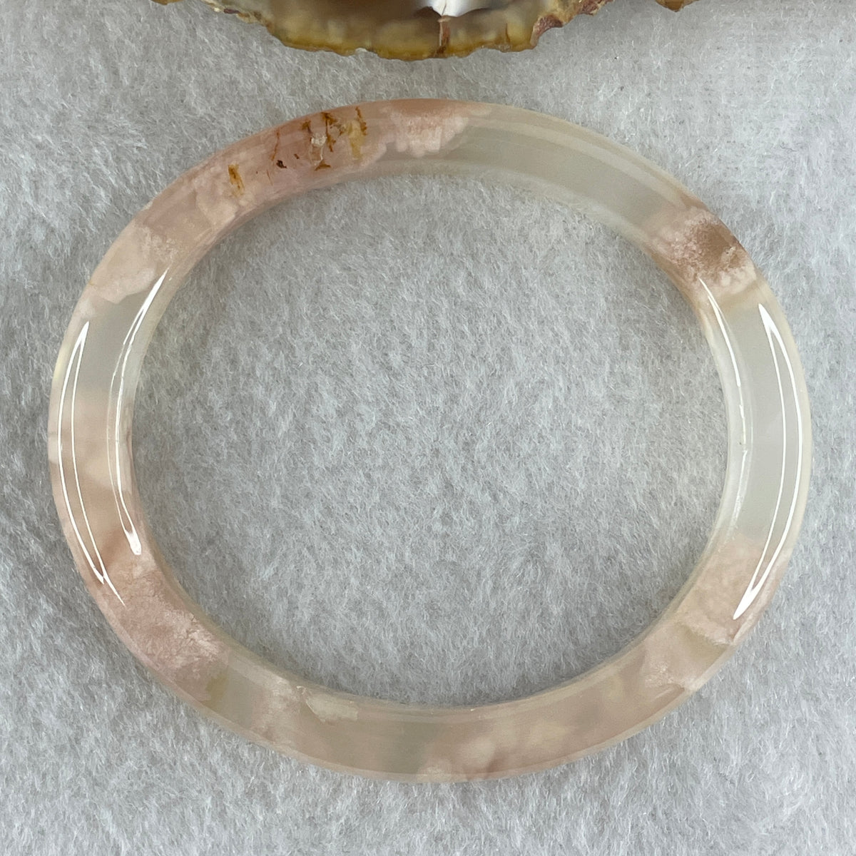 Natural Pink Flower Agate Oval Bangle Set | (63.99g | 54.6mm ID| 8.2 x 7.1mm | Blooming Self-Love & Emotional Renewal Anchor, Feng Shui Harmony & Petite Guifei Stacking Bangle Set) - Huangs Jadeite and Jewelry Pte Ltd