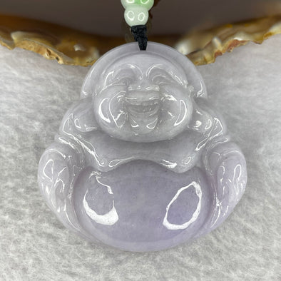 Type A Intense Lavender Jadeite Milo Buddha Pendent 64.25g 52.3 by 51.4 by 9.6 mm - Huangs Jadeite and Jewelry Pte Ltd