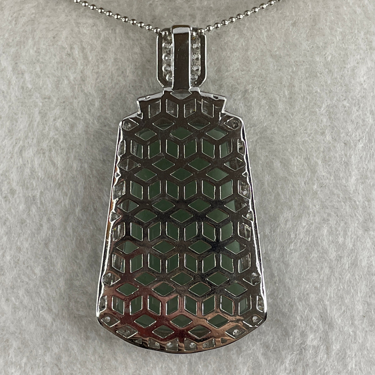 Natural Type A Semi Icy Blueish Green Jadeite Wushipai Necklace in S925 Silver | (17.84g | 42cm S925 | 37.0 x 24.0 x 2.0mm | Unobstructed Peace & Supreme Protection Anchor, Feng Shui Harmony & Executive Calm Necklace) - Huangs Jadeite and Jewelry Pte Ltd