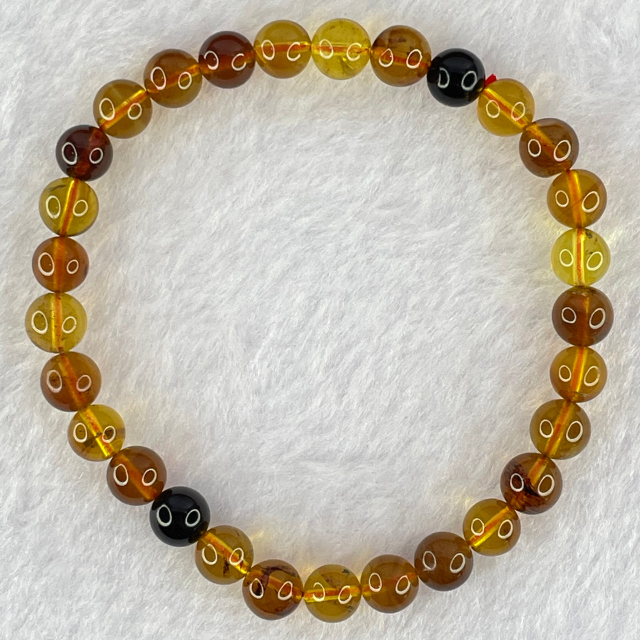 Natural Mixed Color Amber Beads Bracelet 3.66g 15cm 6.3mm 29 Beads - Huangs Jadeite and Jewelry Pte Ltd
