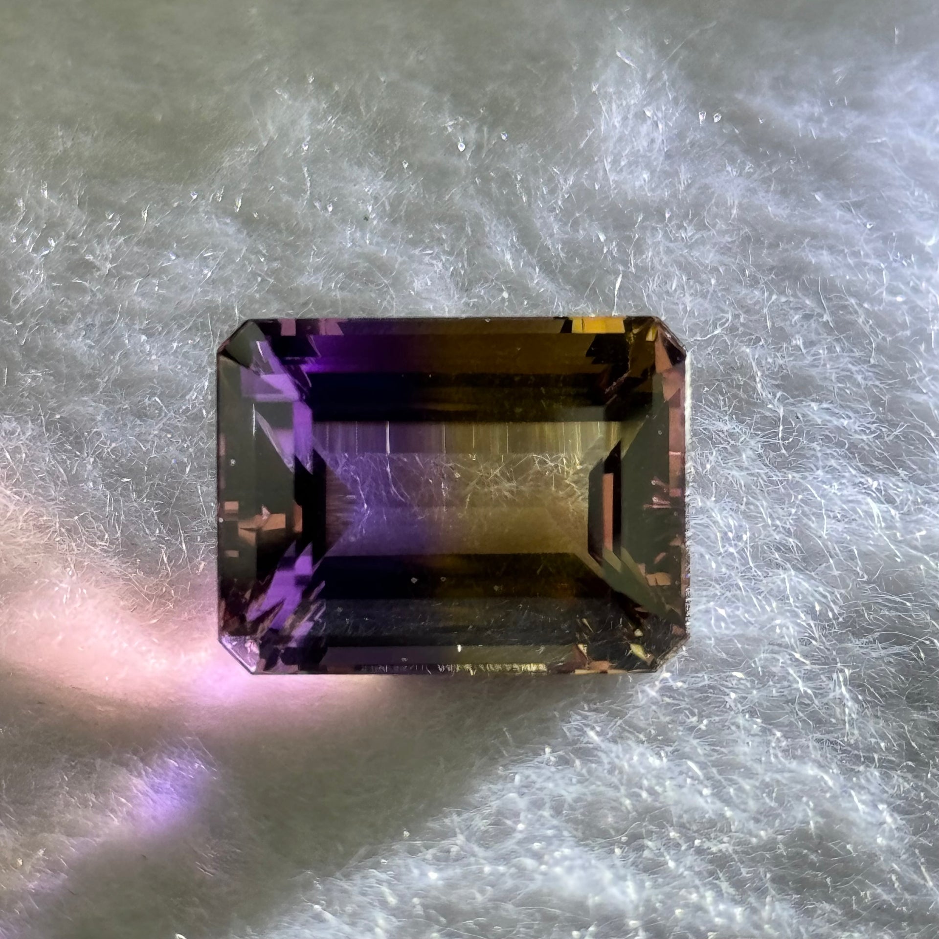 Natural Faceted Ametrine in Emerald Cut 19.16ct 18.0 by 13.5 by 10.4mm - Huangs Jadeite and Jewelry Pte Ltd