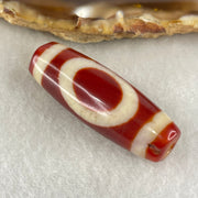 Natural Powerful Tibetan Old Oily Red White Agate One Eye Water Element Dzi Bead Heavenly Master (Tian Zhu) 一眼水元素天珠 10.49g 38.1 by 13.4mm - Huangs Jadeite and Jewelry Pte Ltd