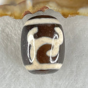 Natural Powerful Tibetan Old Oily Black White Agate Green Tara Dzi Bead Heavenly Master (Tian Zhu) 绿度母天珠 4.79g 17.6 by 13.2mm - Huangs Jadeite and Jewelry Pte Ltd