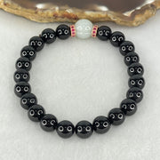 Type A Opaque Black Omphasite Jadeite Beads with Faint Green Jadeite Melon Charm Bracelet 21.49g 15.5cm 8.0mm 22 Bead 10.1 by 9.3m 1 Bead - Huangs Jadeite and Jewelry Pte Ltd