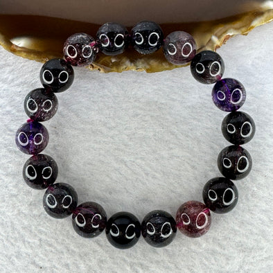 Very Very High End Natural Black Super 7 Crystal Bracelet 18 Beads 11.4mm 35.19g (17cm) - Huangs Jadeite and Jewelry Pte Ltd