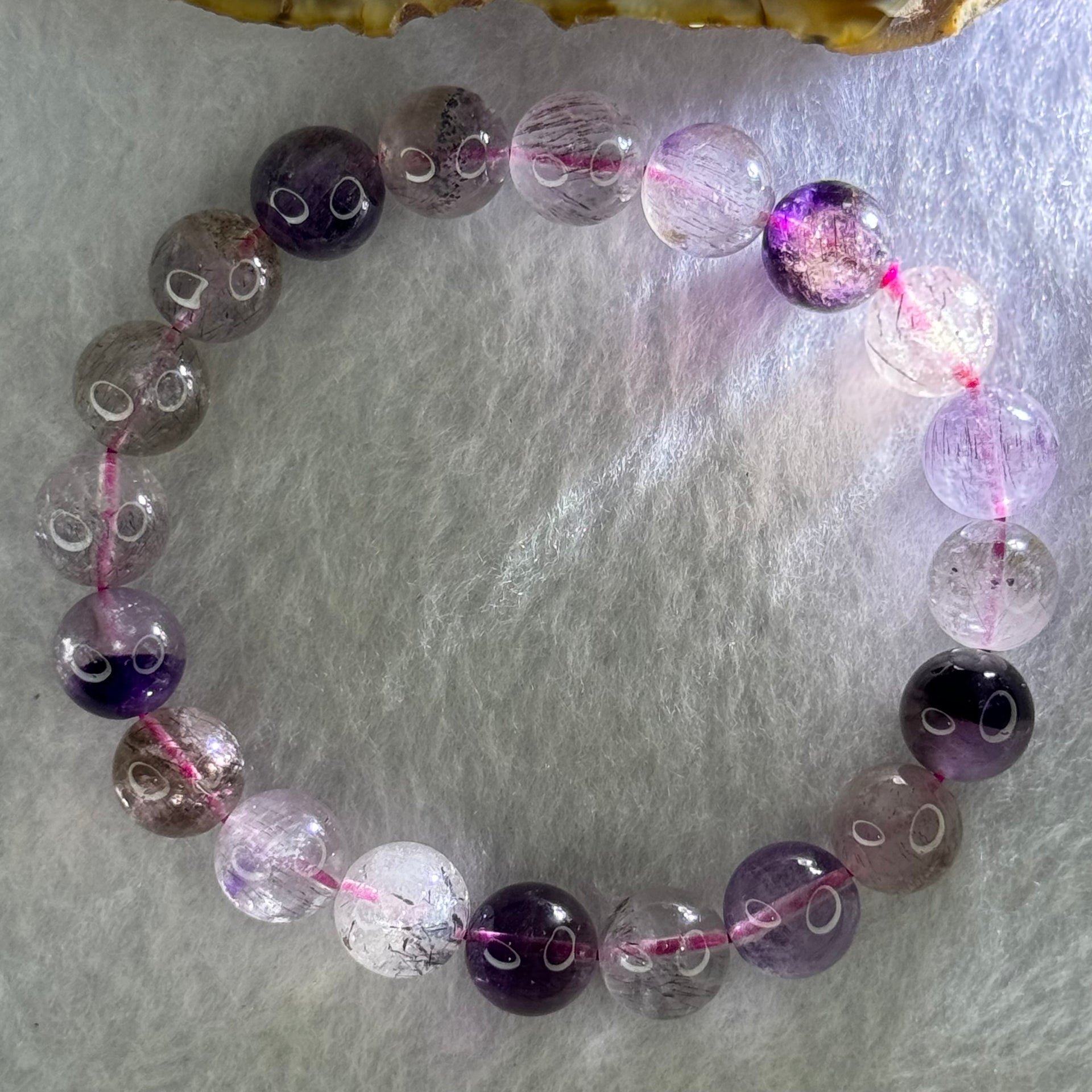 Natural Super 7 Beads Bracelet 29.63g 17.5cm 10.3mm 20 Beads - Huangs Jadeite and Jewelry Pte Ltd