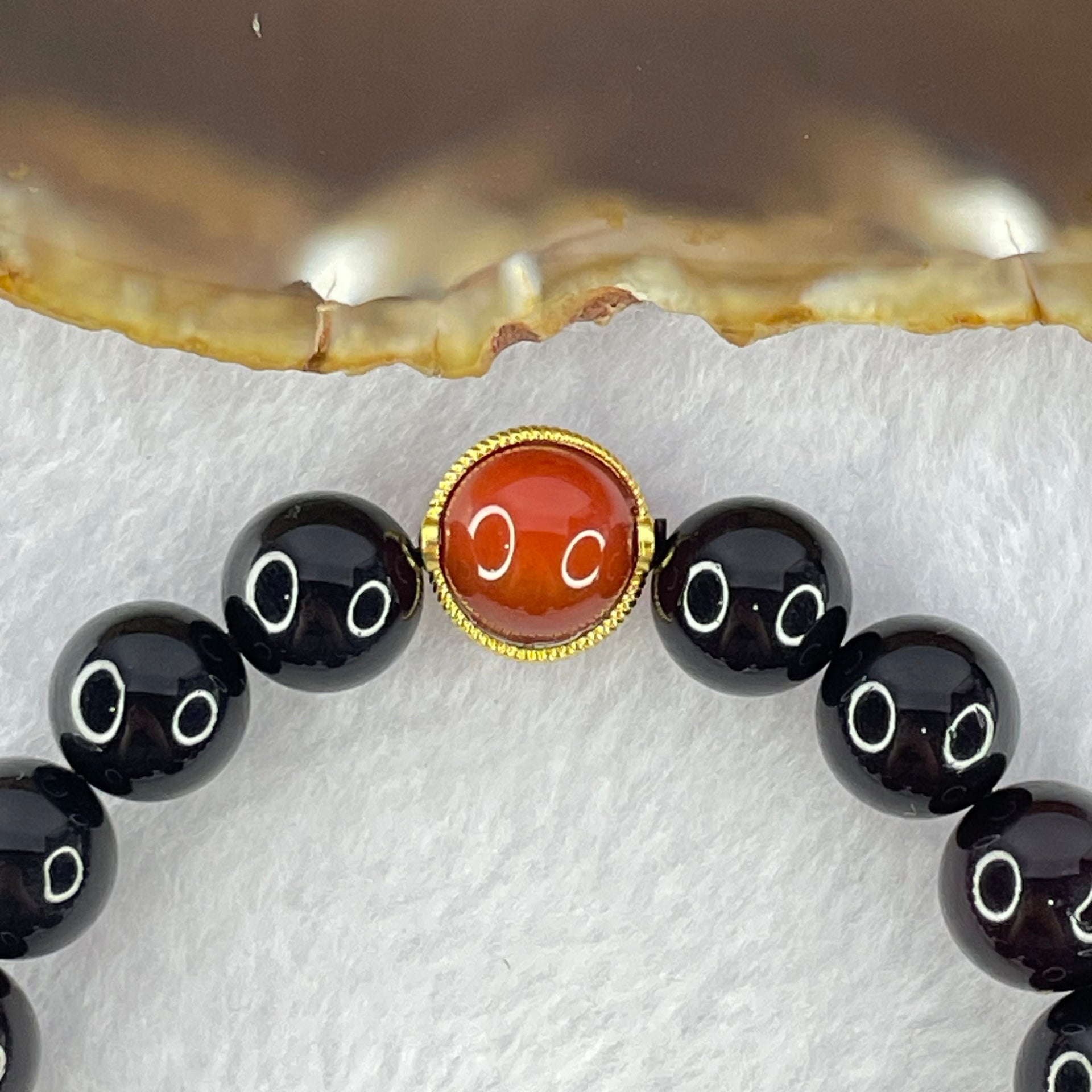 Natural Blood Red Amber Beads Bracelet 天然血珀手链 14.56g 16cm 10.6mm 16 Beads, 18.3mm 1 Bead - Huangs Jadeite and Jewelry Pte Ltd