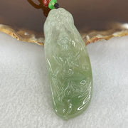 Type A Semi Icy Light Blueish Green Jadeite Guan Yin Pendant 20.29g 62.4 by 25.2 by 6.3mm - Huangs Jadeite and Jewelry Pte Ltd