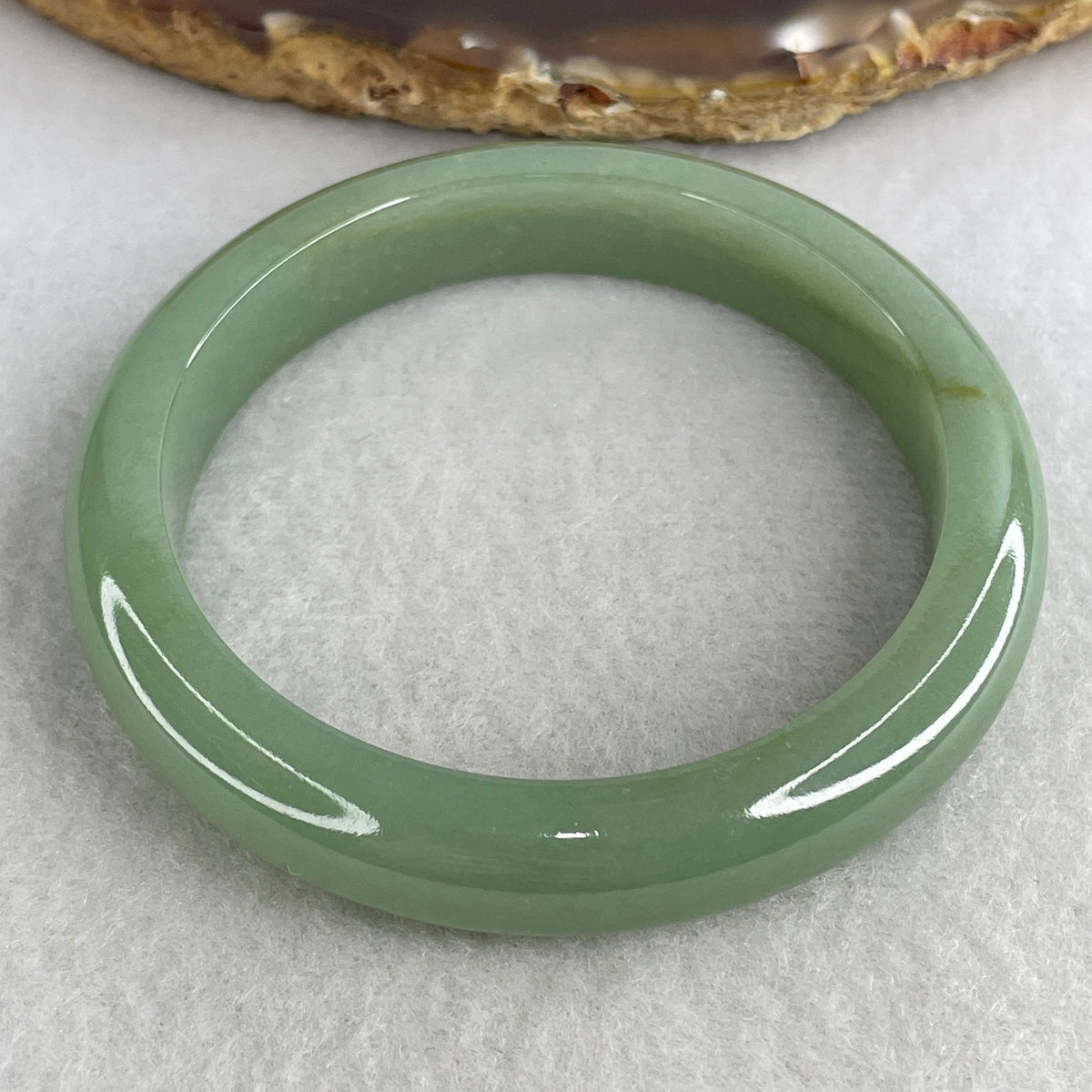 Natural Type A Green Jadeite Bangle | (45.61g | 53.9mm Inner Diameter | 11.0mm x 7.8mm | Perfect | Radiance, Steady Wealth "Zheng Cai" Anchor & Feng Shui Prosperity Catalyst) - Huangs Jadeite and Jewelry Pte Ltd