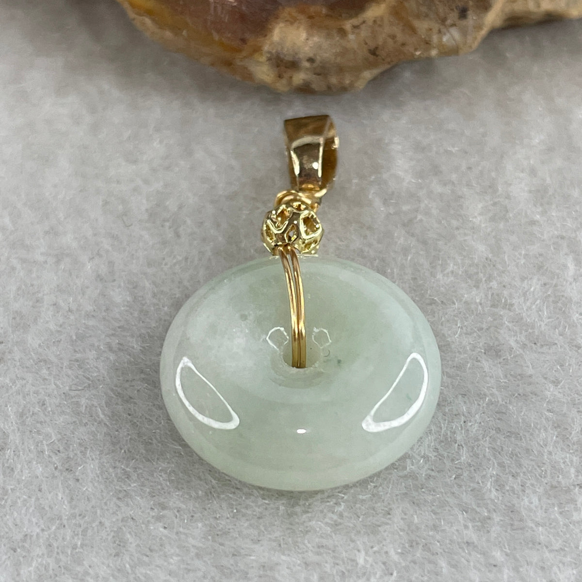 Natural Type A Light Green Jadeite Ping An Kou Pendant | 16mm Plump Jade Peace Disc Talisman (3.12g | 16.0 x 5.4mm) - Huangs Jadeite and Jewelry Pte Ltd
