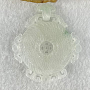 Type A Semi Icy White Jadeite Floral Ping An Kou Donut Pendant 19.53g 45.6 by 44.1 by 6.6mm - Huangs Jadeite and Jewelry Pte Ltd