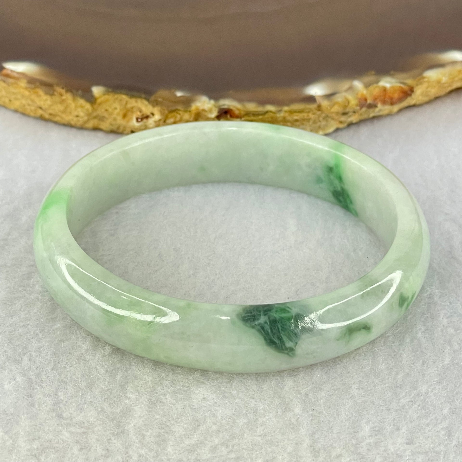 Type A Green Lavender and Blueish Green Piao Hua Jadeite Bangle Internal Diameter 56.4mm 41.62g 12.9 by 6.9mm (Slight Internal Lines) - Huangs Jadeite and Jewelry Pte Ltd