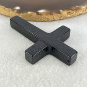 Type A Opaque Black Jadeite Cross Pendant 26.19g 64.8 by 41.5 by 9.3mm - Huangs Jadeite and Jewelry Pte Ltd