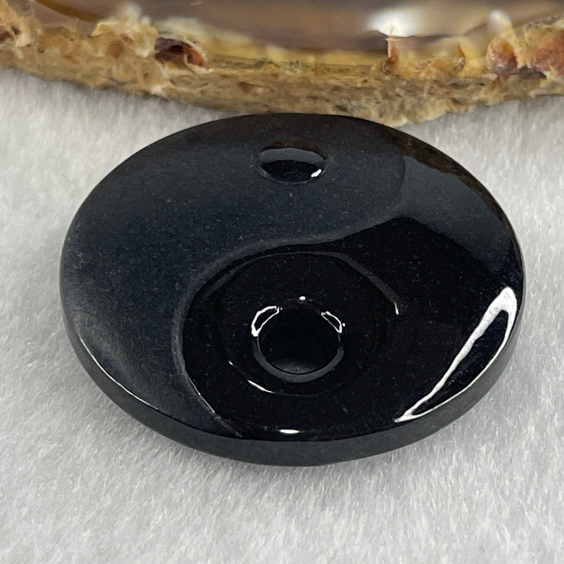 Type A Opaque Black Omphacite Jadeite Yin Yang Pendant 21.93g 35.9 by 9.7mm - Huangs Jadeite and Jewelry Pte Ltd