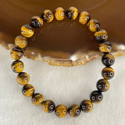 Natural Yellow Tiger's Eye Quartz Beads Bracelet 18.38g 16cm 8.4mm 23 Beads - Huangs Jadeite and Jewelry Pte Ltd