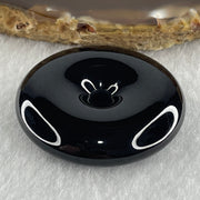 Type A Opaque Black Omphacite Jadeite Ping An Kou Donut Pendant 28.69g 38.0 by 9.4mm - Huangs Jadeite and Jewelry Pte Ltd