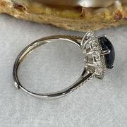 Natural-Synthetic-Blue-Star-Sapphire-with-Cubic-Zirconia-in-S925-Sliver-Ring-2.45g-9.3-by-6.8-by-3.5mm-(Adjustable-Size)