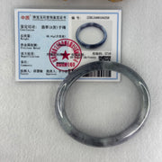 Type A Wuji Grey Black with Lavender Jadeite Oval Bangle Internal Diameter 57.8mm 48.41g 12.7 by 7.7mm (Very Slight Fine Internal Lines) - Huangs Jadeite and Jewelry Pte Ltd
